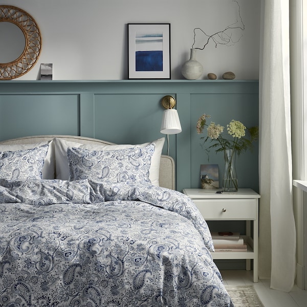 IKEA RODGERSIA duvet cover and pillowcase(s), Twin Blue / White, Ikea Ireland | 9574IVZWH