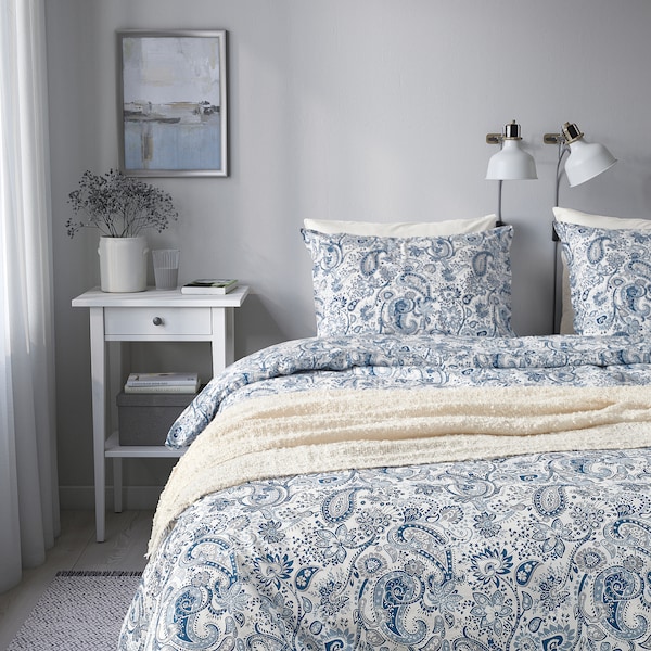 IKEA RODGERSIA duvet cover and pillowcase(s), Twin Blue / White, Ikea Ireland | 9574IVZWH