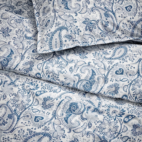 IKEA RODGERSIA duvet cover and pillowcase(s), Twin Blue / White, Ikea Ireland | 9574IVZWH
