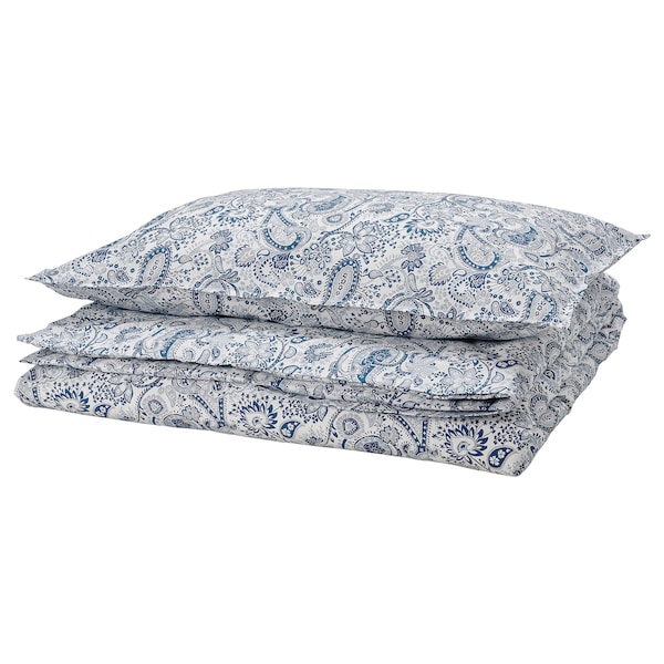 IKEA RODGERSIA duvet cover and pillowcase(s), Twin Blue / White, Ikea Ireland | 9574IVZWH