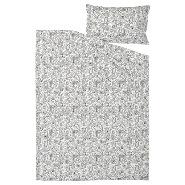 IKEA RODGERSIA duvet cover and pillowcase(s), Twin Gray / White, Ikea Ireland | 5847ENGKI