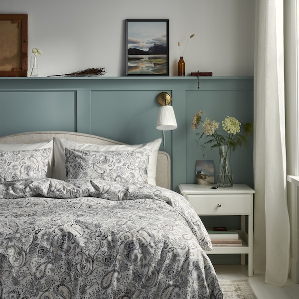 IKEA RODGERSIA duvet cover and pillowcase(s), Twin Gray / White, Ikea Ireland | 5847ENGKI
