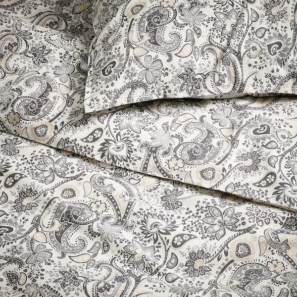 IKEA RODGERSIA duvet cover and pillowcase(s), Twin Gray / White, Ikea Ireland | 5847ENGKI
