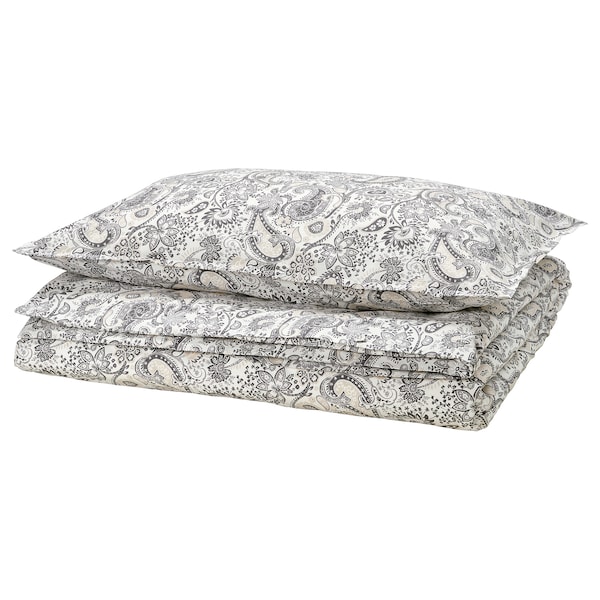 IKEA RODGERSIA duvet cover and pillowcase(s), Twin Gray / White, Ikea Ireland | 5847ENGKI