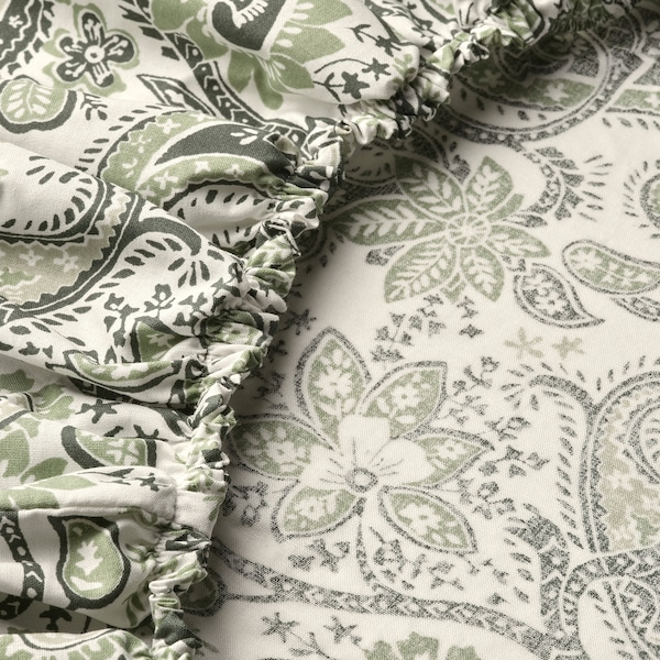 IKEA RODGERSIA fitted sheet, Full/Double Green / White, Ikea Ireland | 8926RGWLS