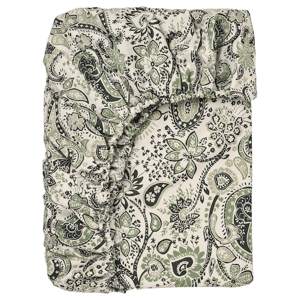IKEA RODGERSIA fitted sheet, Full/Double Green / White, Ikea Ireland | 8926RGWLS