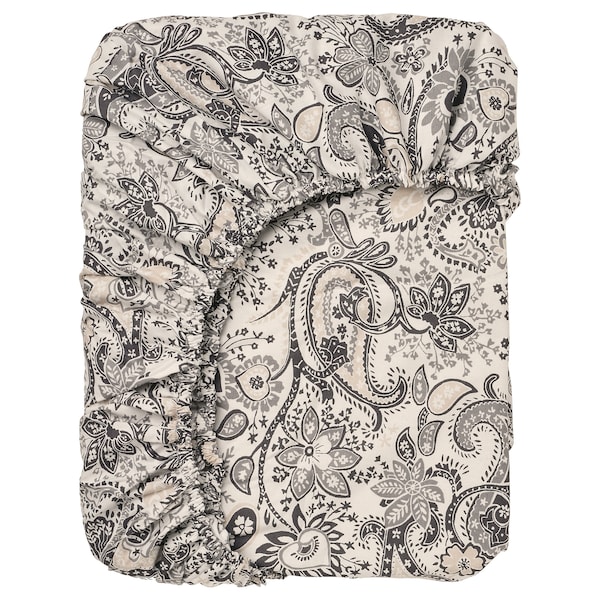 IKEA RODGERSIA fitted sheet, King Gray / White, Ikea Ireland | 6083FNTXV