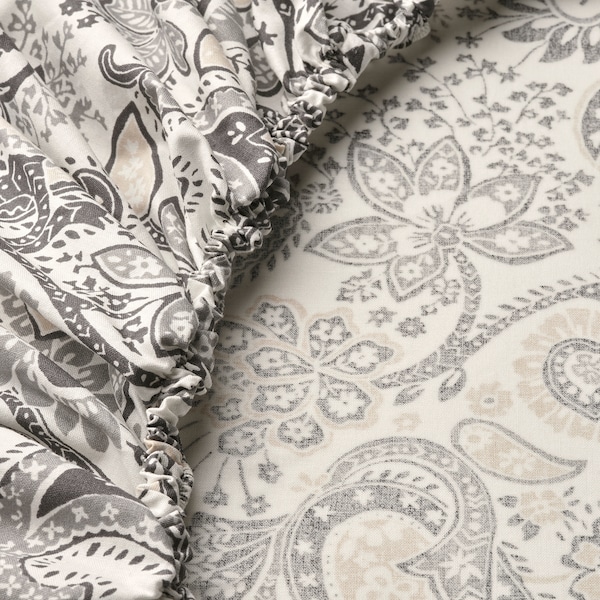 IKEA RODGERSIA fitted sheet, Queen Gray / White, Ikea Ireland | 5816KSNIW