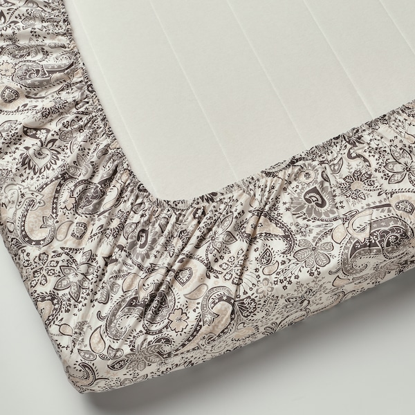 IKEA RODGERSIA fitted sheet, Queen Gray / White, Ikea Ireland | 5816KSNIW