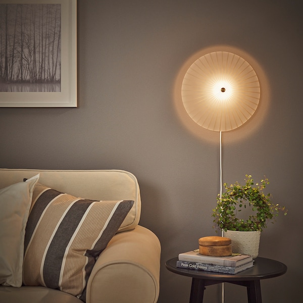 IKEA RORKULT wall lamp, stripe pattern/white glass, 14 in, Ikea Ireland | 0147SATJZ