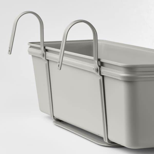IKEA ROSENKÅL flower box with holder, outdoor light gray, 19x7 in, Ikea Ireland | 2674QKYES