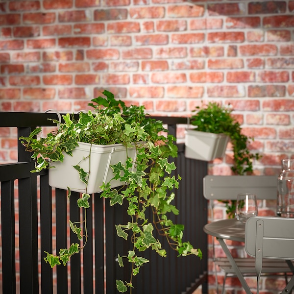 IKEA ROSENKÅL flower box with holder, outdoor light gray, 19x7 in, Ikea Ireland | 2674QKYES