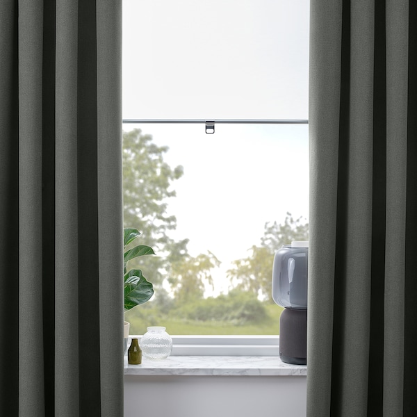 IKEA ROSENMANDEL black-out curtains, 1 pair, 53x84 in Dark Green, Ikea Ireland | 1946YWNUG
