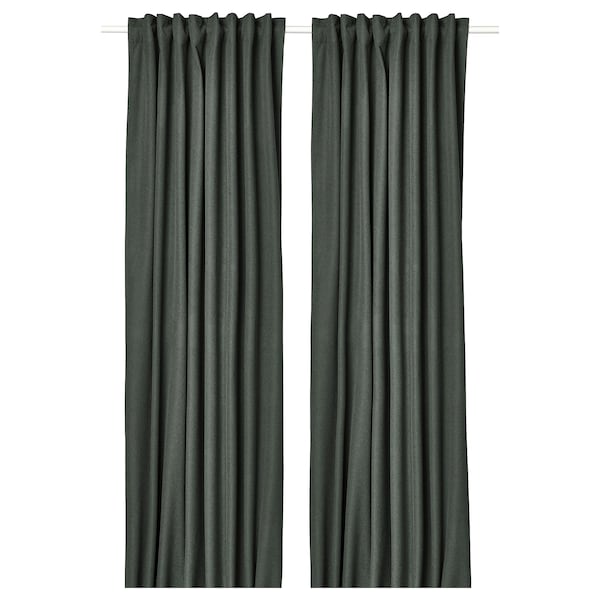 IKEA ROSENMANDEL black-out curtains, 1 pair, 53x84 in Dark Green, Ikea Ireland | 1946YWNUG