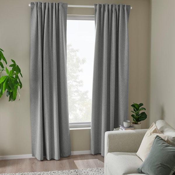 IKEA ROSENMANDEL black-out curtains, 1 pair, 53x98 in Gray, Ikea Ireland | 1689MLCZQ