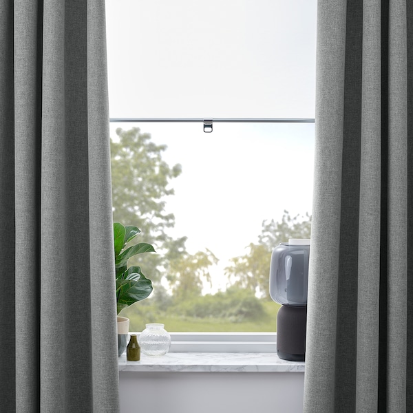 IKEA ROSENMANDEL black-out curtains, 1 pair, 53x98 in Gray, Ikea Ireland | 1689MLCZQ