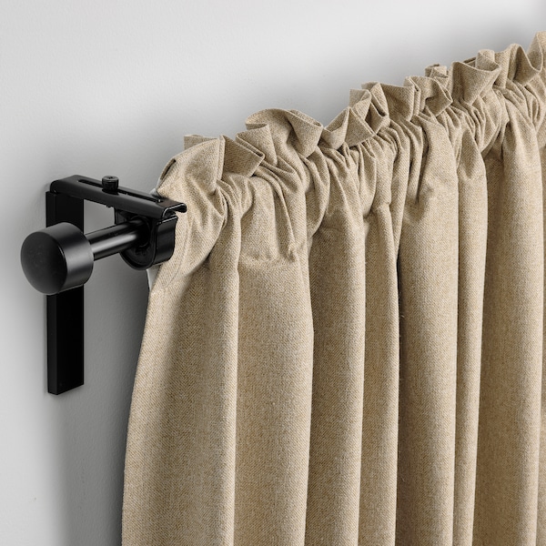 IKEA ROSENMANDEL room darkening curtains, 1 pair, 53x84 in Yellow / Beige, Ikea Ireland | 6095AZNEY