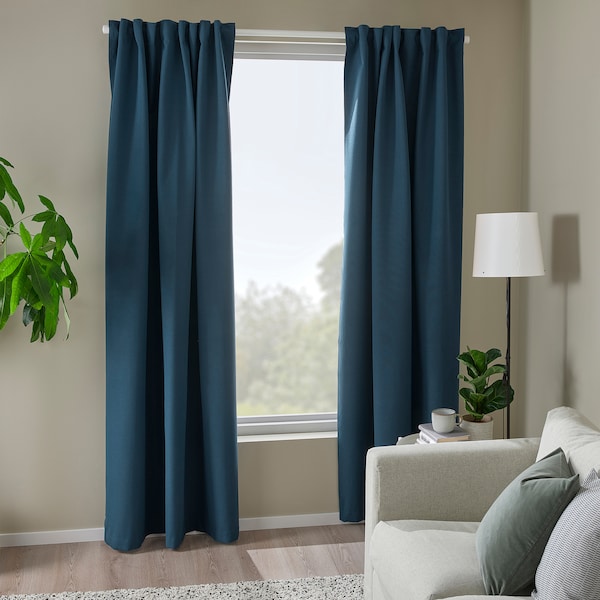 IKEA ROSENMANDEL room darkening curtains, 1 pair, 53x84 in Dark Blue, Ikea Ireland | 6279YMUJI