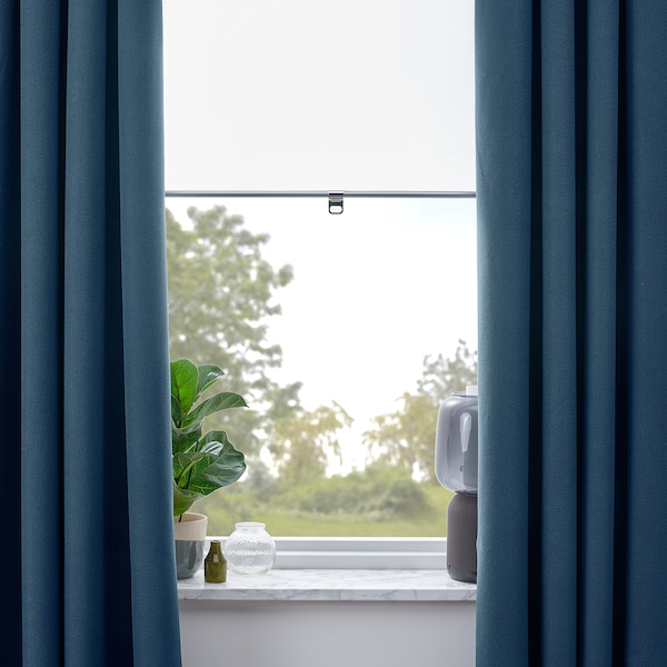 IKEA ROSENMANDEL room darkening curtains, 1 pair, 53x84 in Dark Blue, Ikea Ireland | 6279YMUJI