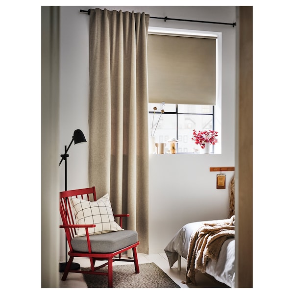 IKEA ROSENMANDEL room darkening curtains, 1 pair, 53x98 in Yellow / Beige, Ikea Ireland | 7416WJQXM
