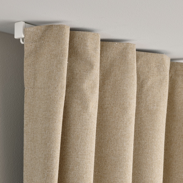 IKEA ROSENMANDEL room darkening curtains, 1 pair, 53x98 in Yellow / Beige, Ikea Ireland | 7416WJQXM