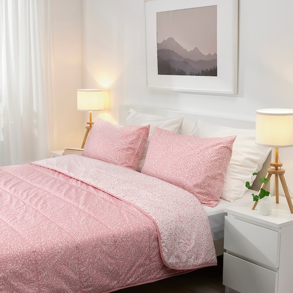 IKEA ROSENMYRTEN comforter and pillowcase(s), Full/Queen Pink Floral Pattern, Ikea Ireland | 9648XWUEF