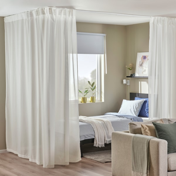 IKEA ROSENROBINIA sheer curtain, 1 piece, 118x98 in White, Ikea Ireland | 1796IOZVS