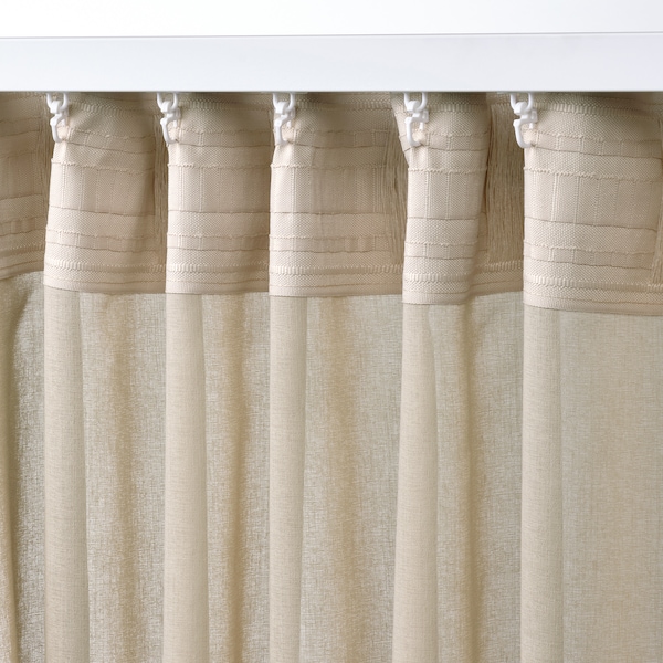 IKEA ROSENROBINIA sheer curtain, 1 piece, 118x98 in Beige, Ikea Ireland | 4160BODQM