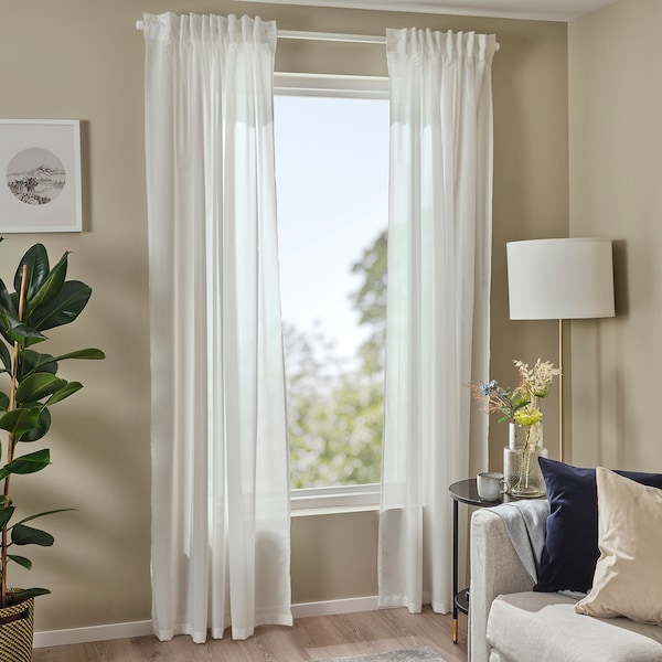 IKEA ROSENROBINIA sheer curtains, 1 pair, 57x98 in White, Ikea Ireland | 2485MCWFH