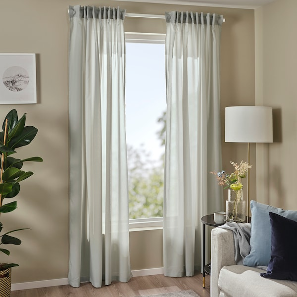 IKEA ROSENROBINIA sheer curtains, 1 pair, 57x98 in Light Gray, Ikea Ireland | 2694CHJRT