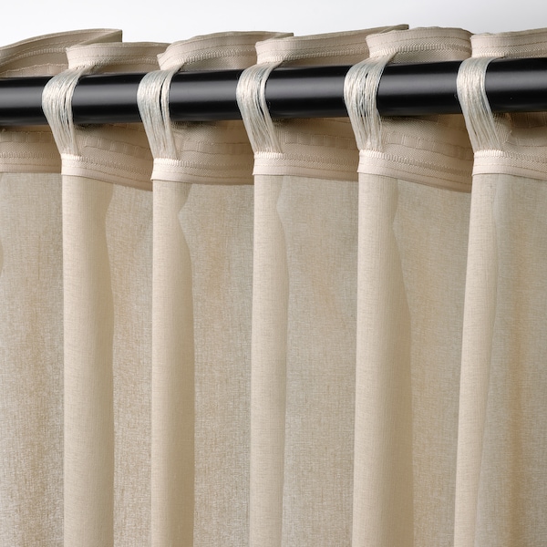 IKEA ROSENROBINIA sheer curtains, 1 pair, 57x84 in Beige, Ikea Ireland | 9261JAYEL