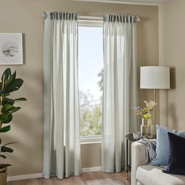 IKEA ROSENROBINIA sheer curtains, 1 pair, 57x84 in Light Gray, Ikea Ireland | 1527ZUJVT