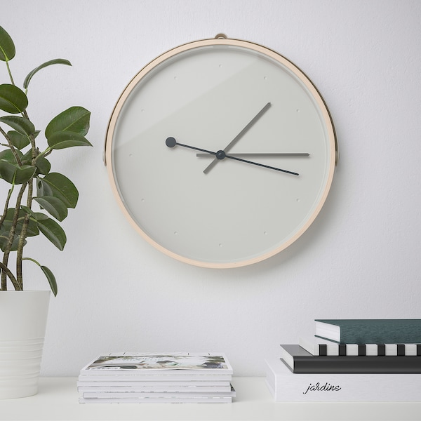IKEA ROTBLÖTA wall clock, ash veneer/light gray, 16 ½ in, Ikea Ireland | 2634NFYQV