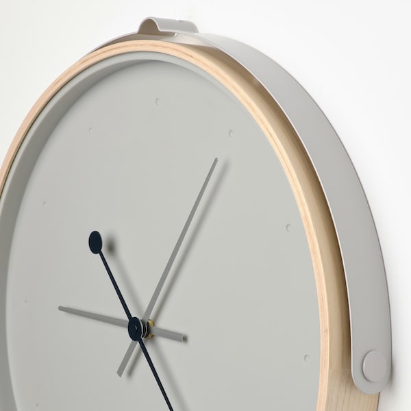 IKEA ROTBLÖTA wall clock, ash veneer/light gray, 16 ½ in, Ikea Ireland | 2634NFYQV