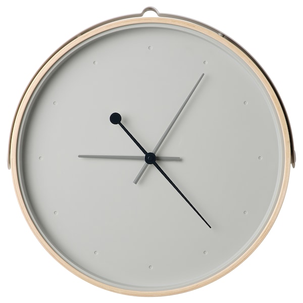 IKEA ROTBLÖTA wall clock, ash veneer/light gray, 16 ½ in, Ikea Ireland | 2634NFYQV