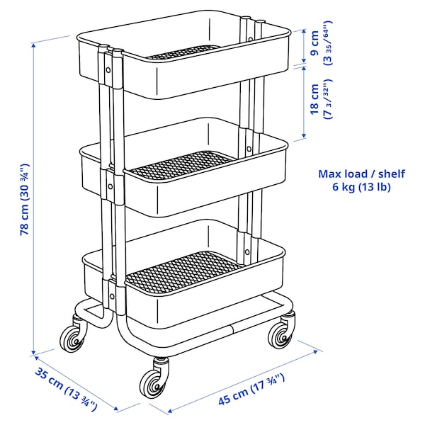 IKEA RÅSKOG Utility cart, 13 3/4x17 3/4x30 3/4 in White, Ikea Ireland | 8715VSEZM