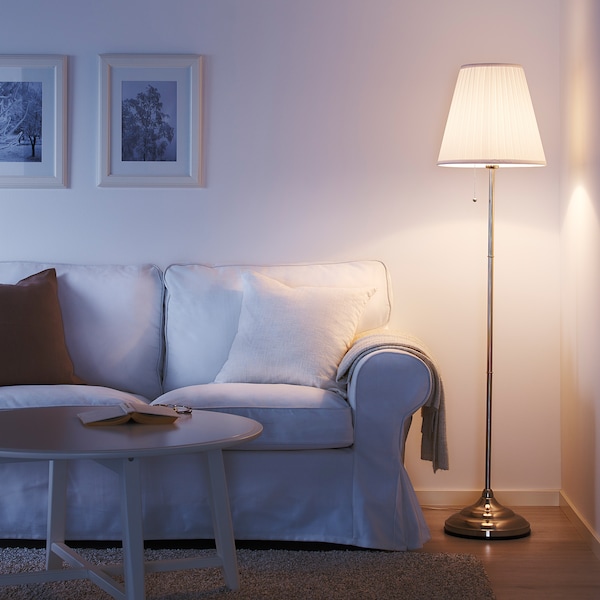 IKEA ÅRSTID floor lamp Nickel Plated / White, Ikea Ireland | 2780EBRGU