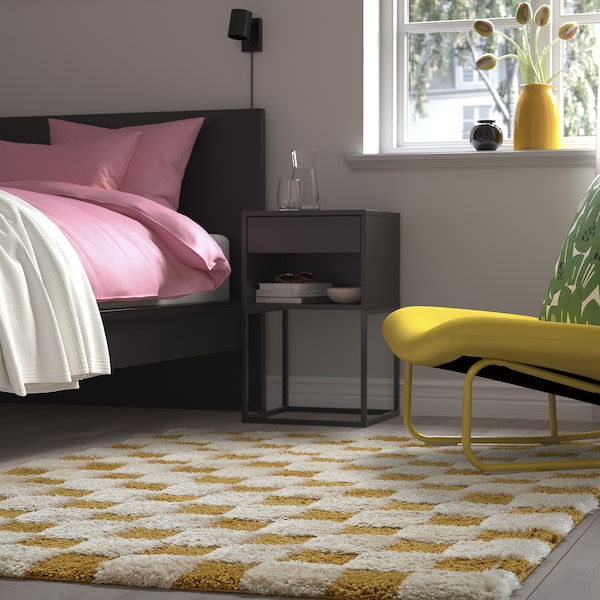 IKEA RULLBANA rug, off-white/dark yellow, 4'4 inx6'5 in Off White / Dark Yellow, Ikea Ireland | 6982SDCVP