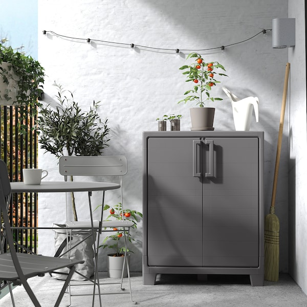 IKEA RUNMARÖ cabinet with doors, dark gray indoor/outdoor, 31 1/2x17 3/8x39 3/8 in, Ikea Ireland | 3205SWOGU