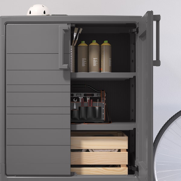 IKEA RUNMARÖ cabinet with doors, dark gray indoor/outdoor, 31 1/2x17 3/8x39 3/8 in, Ikea Ireland | 3205SWOGU