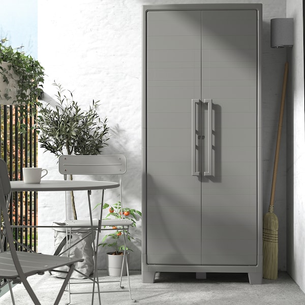 IKEA RUNMARÖ cabinet with doors, dark gray indoor/outdoor, 31 1/2x17 3/8x71 5/8 in, Ikea Ireland | 3579LMGYZ