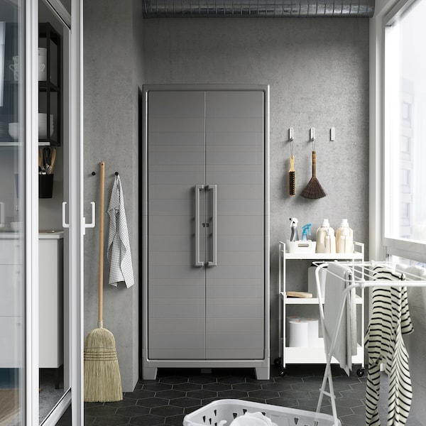 IKEA RUNMARÖ cabinet with doors, dark gray indoor/outdoor, 31 1/2x17 3/8x71 5/8 in, Ikea Ireland | 3579LMGYZ