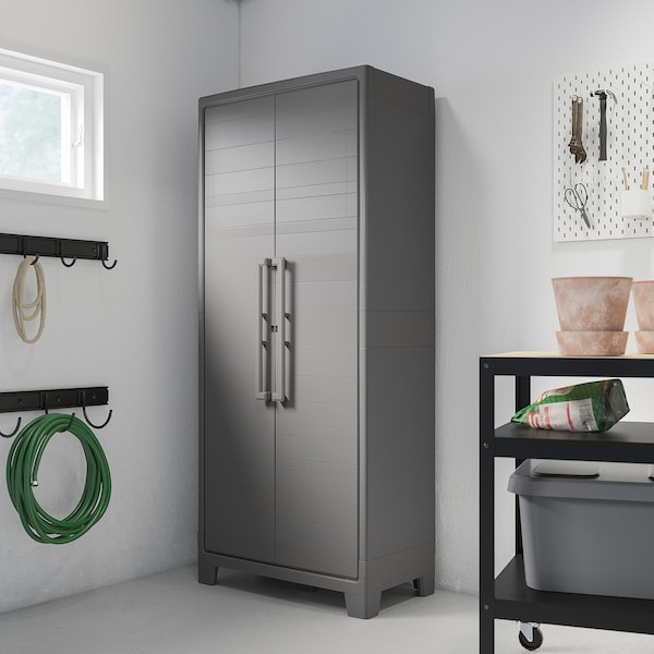 IKEA RUNMARÖ cabinet with doors, dark gray indoor/outdoor, 31 1/2x17 3/8x71 5/8 in, Ikea Ireland | 3579LMGYZ