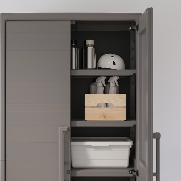 IKEA RUNMARÖ cabinet with doors, dark gray indoor/outdoor, 31 1/2x17 3/8x71 5/8 in, Ikea Ireland | 3579LMGYZ