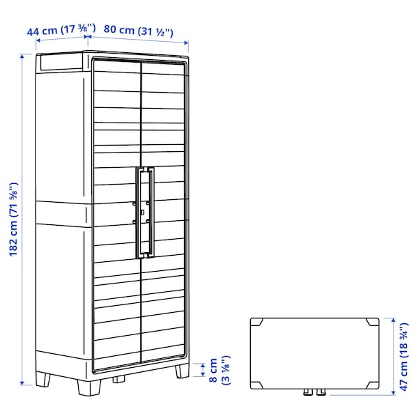 IKEA RUNMARÖ cabinet with doors, dark gray indoor/outdoor, 31 1/2x17 3/8x71 5/8 in, Ikea Ireland | 3579LMGYZ