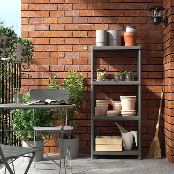 IKEA RUNMARÖ shelf unit, dark gray indoor/outdoor, 23 5/8x11 3/4x52 3/8 in, Ikea Ireland | 8709EZWPG