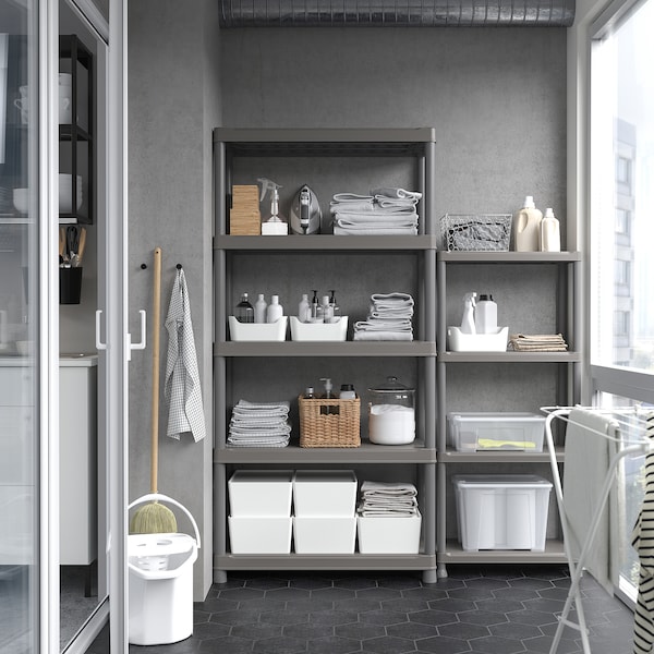 IKEA RUNMARÖ shelf unit, dark gray indoor/outdoor, 23 5/8x11 3/4x52 3/8 in, Ikea Ireland | 8709EZWPG