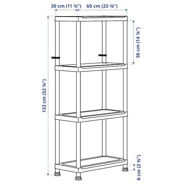 IKEA RUNMARÖ shelf unit, dark gray indoor/outdoor, 23 5/8x11 3/4x52 3/8 in, Ikea Ireland | 8709EZWPG