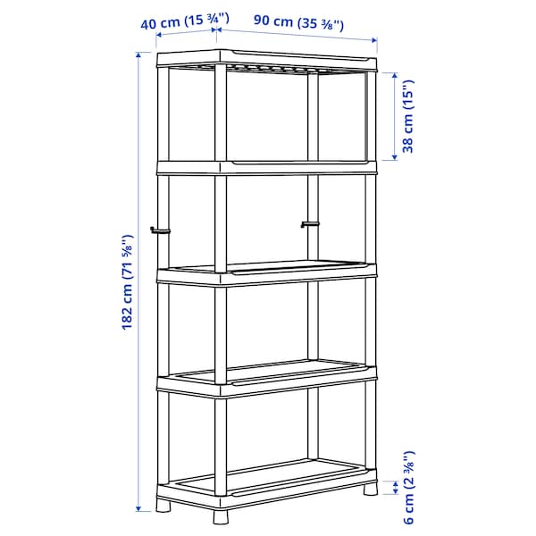 IKEA RUNMARÖ shelf unit, dark gray indoor/outdoor, 35 3/8x15 3/4x71 5/8 in, Ikea Ireland | 8594JMWBT