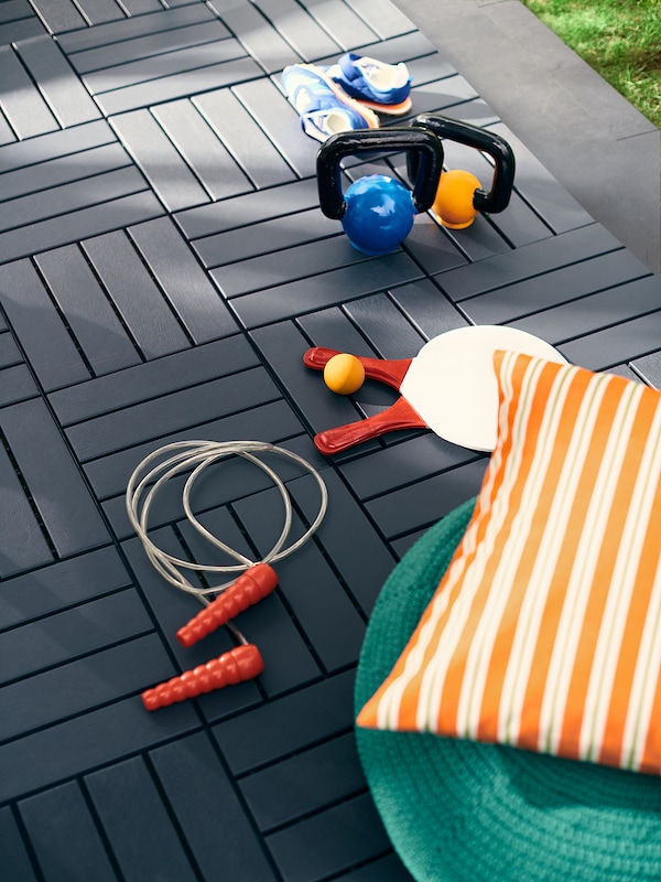 IKEA RUNNEN decking, outdoor, 9 sq feet Dark Gray, Ikea Ireland | 1324UOCQJ